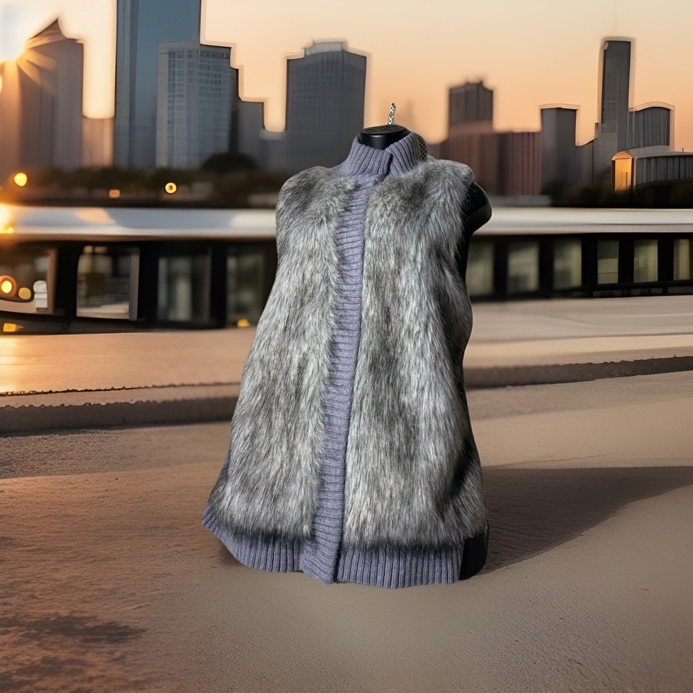Michael Kors Penny Lane‎ Sweater Vest Faux Fur  Ski Lodge Medium